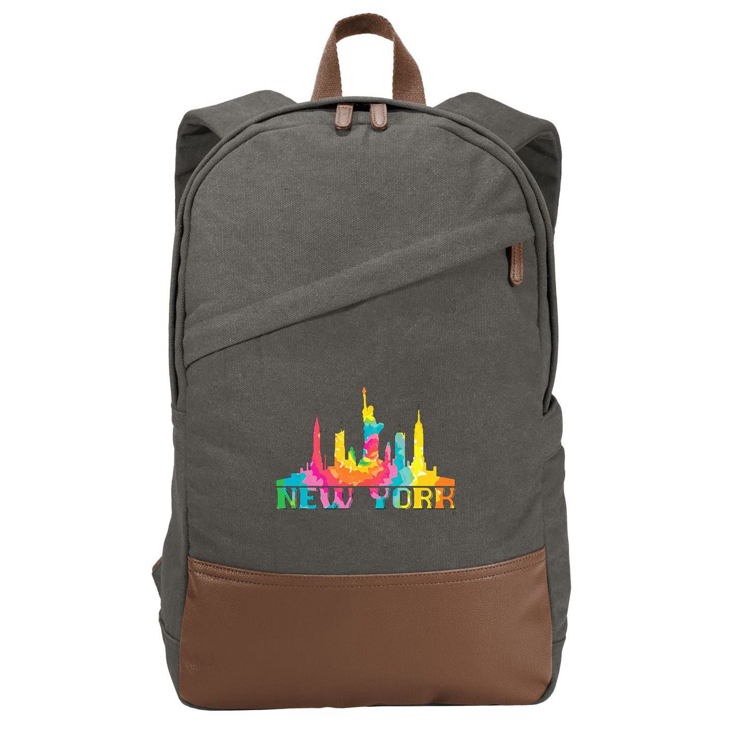 New York City Skyline Nyc Tie Dye Liberty Cotton Canvas Backpack