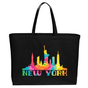 New York City Skyline Nyc Tie Dye Liberty Cotton Canvas Jumbo Tote