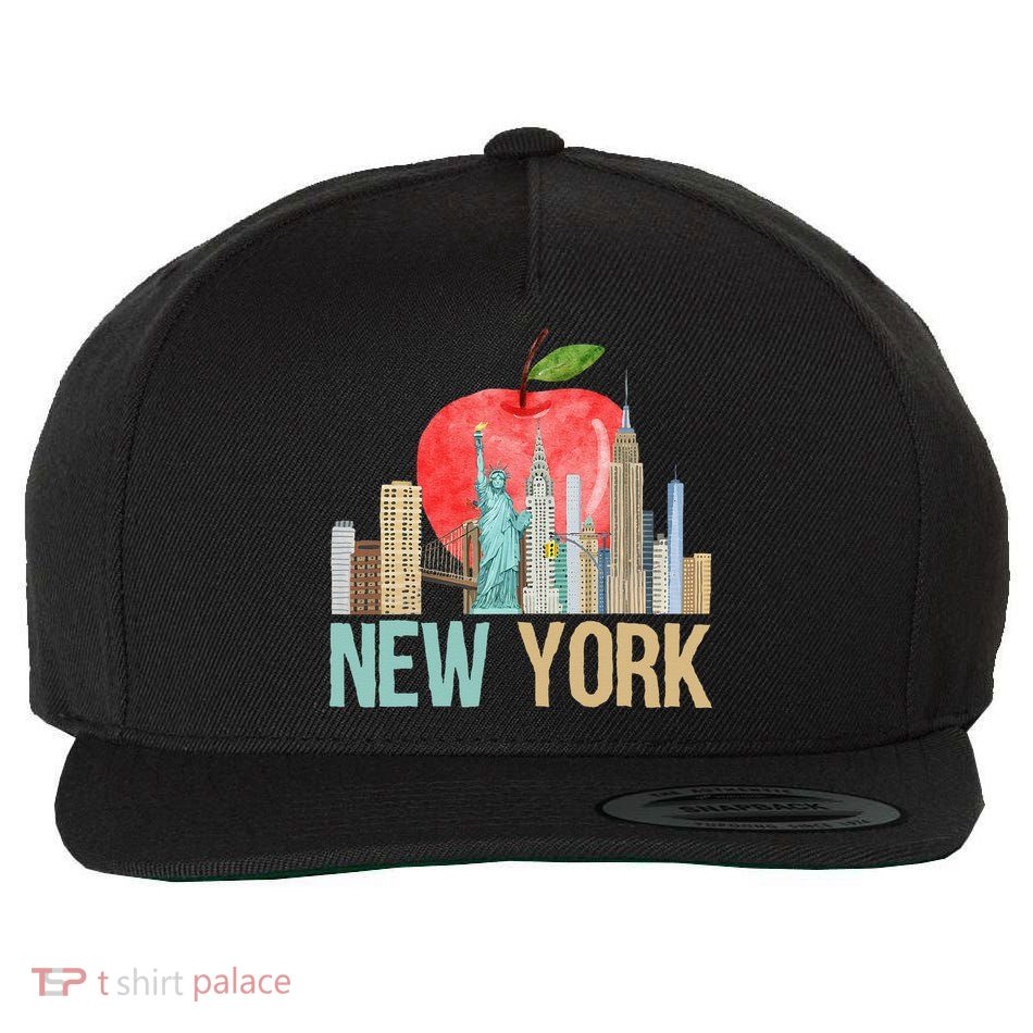 New York City NYC Iconic Skyline Big Apple Gift Souvenir Wool Snapback Cap