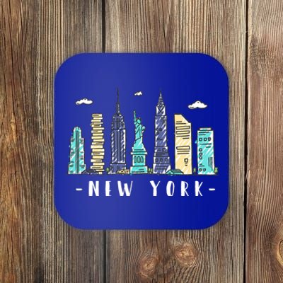 New York City Nyc Skyline Ny Watercolor Souvenir Gift Cute Gift Coaster