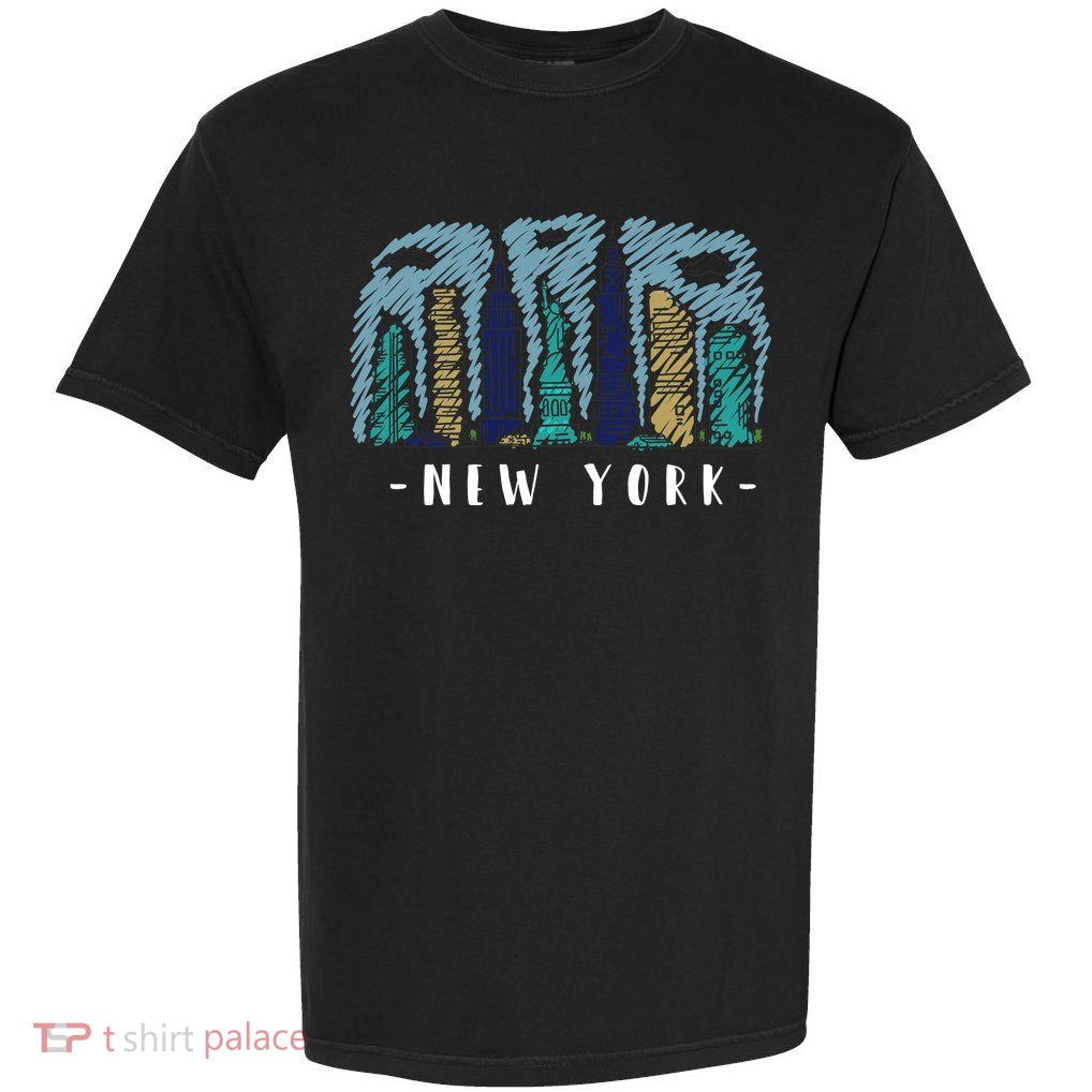 New York Cartoon Style Illustration Garment-Dyed Heavyweight T-Shirt