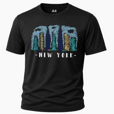 New York Cartoon Style Illustration Performance Shirt