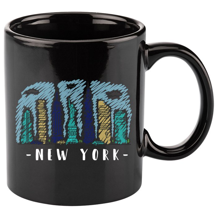 New York Cartoon Style Illustration 11oz C Handle Ceramic Mug