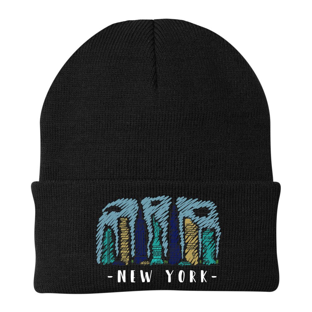 New York Cartoon Style Illustration Beanie