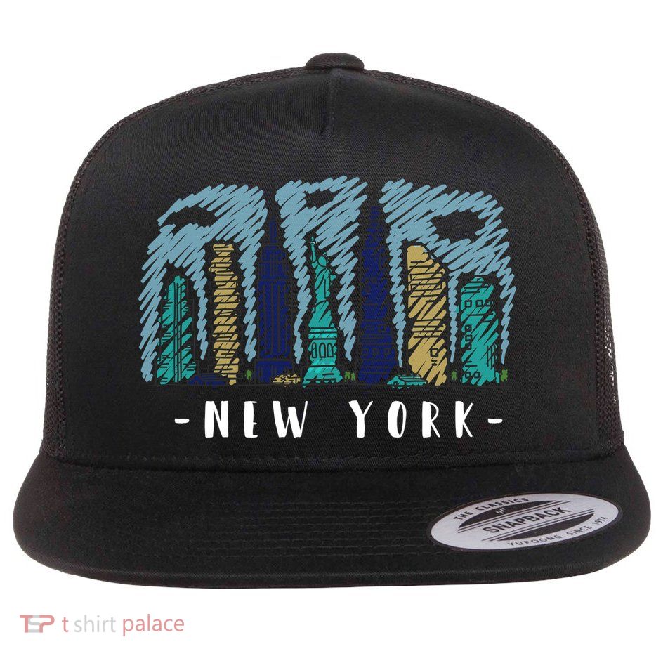New York Cartoon Style Illustration Flatbill Hat