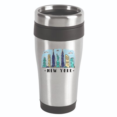 New York Cartoon Style Illustration 16oz Travel Tumbler