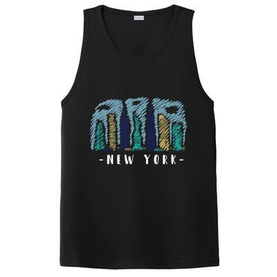 New York Cartoon Style Illustration PosiCharge Competitor Tank
