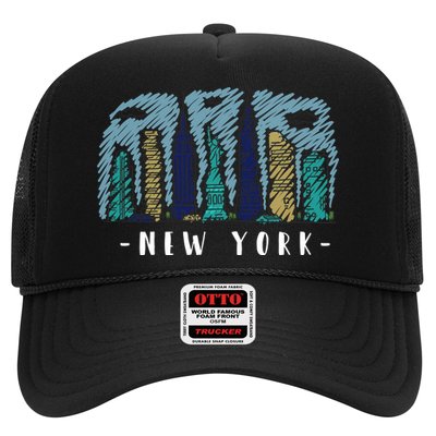 New York Cartoon Style Illustration Trucker Hat