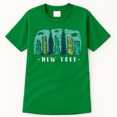 New York Cartoon Style Illustration Tall T-Shirt