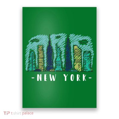 New York Cartoon Style Illustration Poster