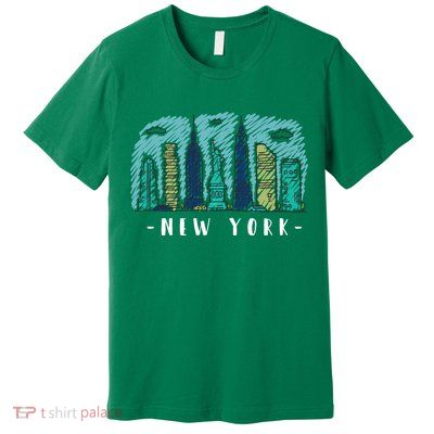 New York Cartoon Style Illustration Premium T-Shirt