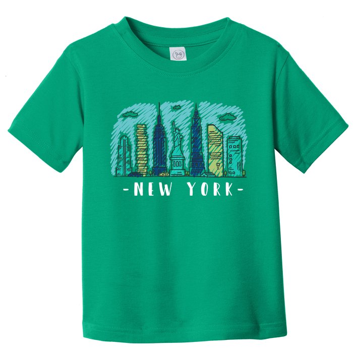 New York Cartoon Style Illustration Toddler T-Shirt