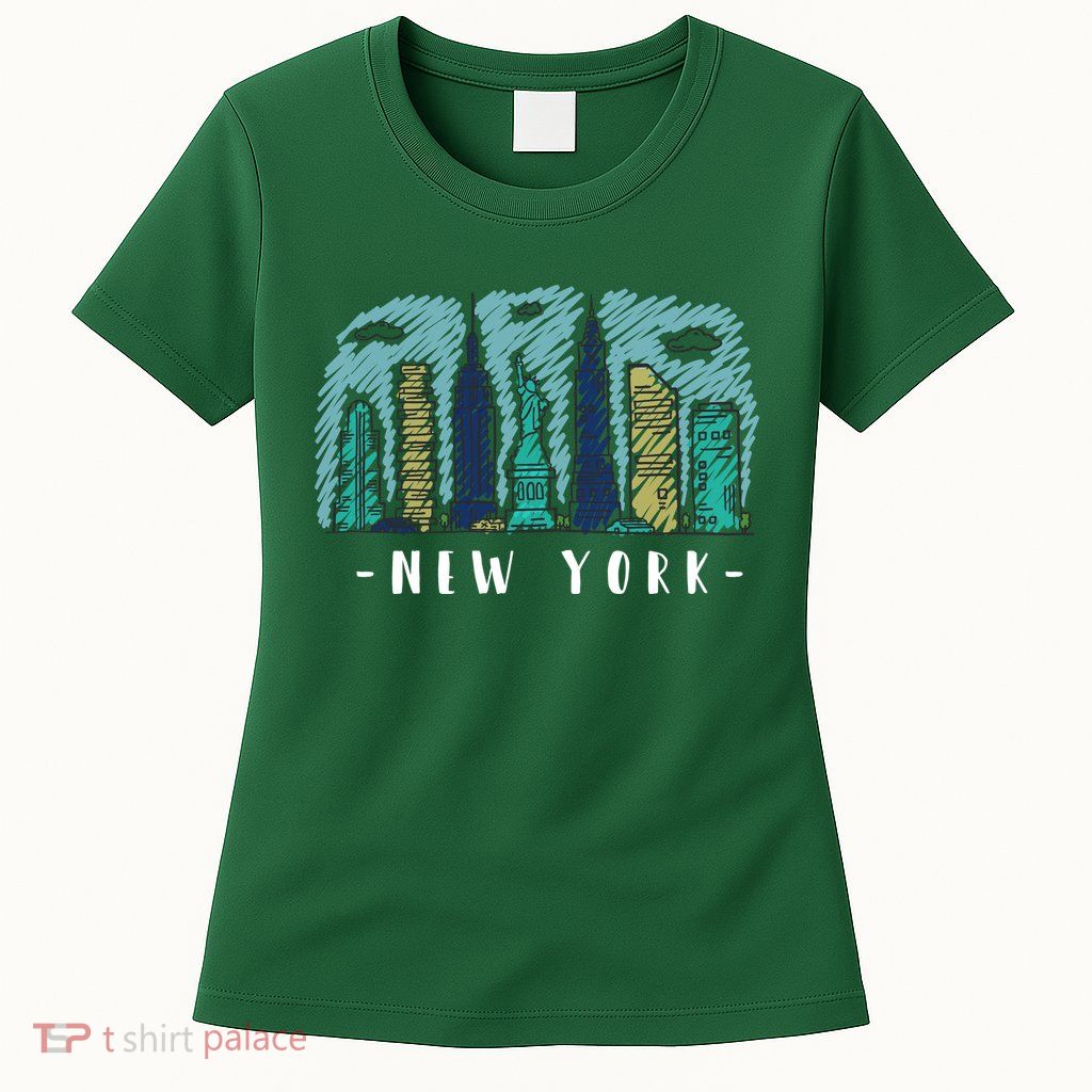 New York Cartoon Style Illustration Womens T-Shirt