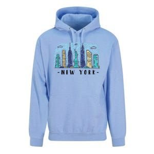 New York Cartoon Style Illustration Unisex Surf Hoodie