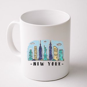 New York Cartoon Style Illustration Coffee Mug