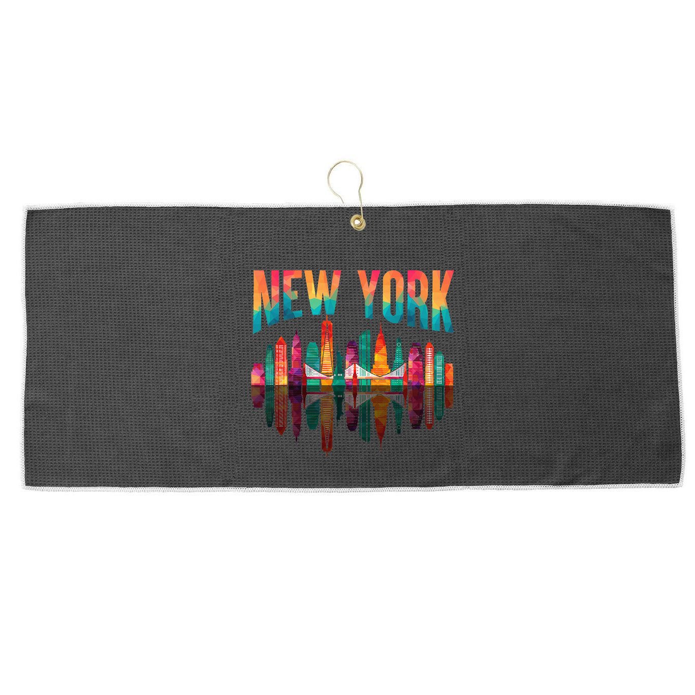 New York City Manhattan Nyc Retro 70s 80s Skyline Ny City Large Microfiber Waffle Golf Towel