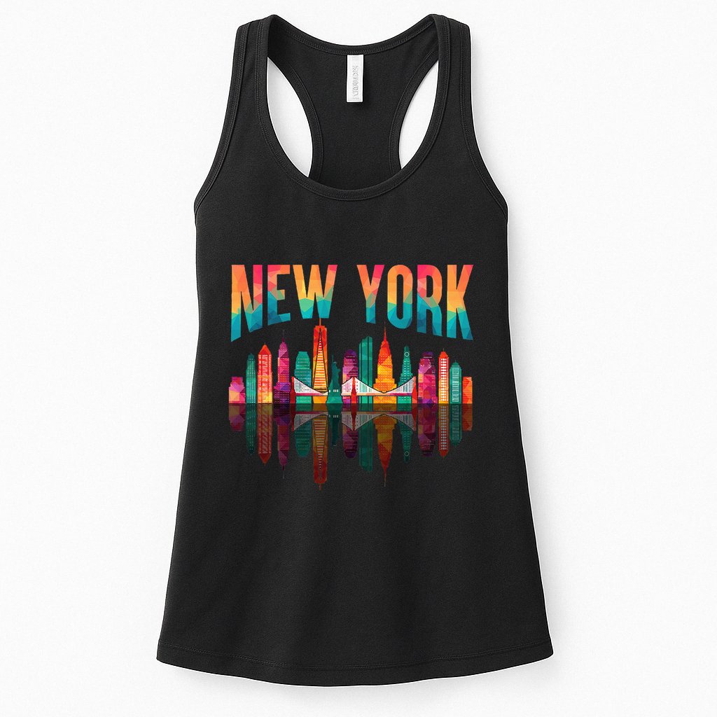 New York City Manhattan Nyc Retro 70s 80s Skyline Ny City Womens Tank Top
