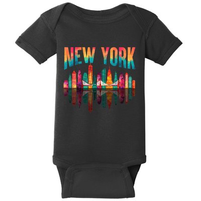 New York City Manhattan Nyc Retro 70s 80s Skyline Ny City Baby Bodysuit