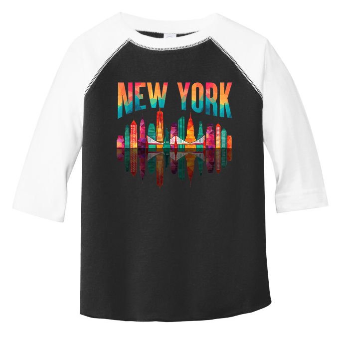 New York City Manhattan Nyc Retro 70s 80s Skyline Ny City Toddler Fine Jersey T-Shirt