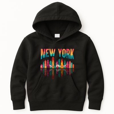 New York City Manhattan Nyc Retro 70s 80s Skyline Ny City Kids Hoodie