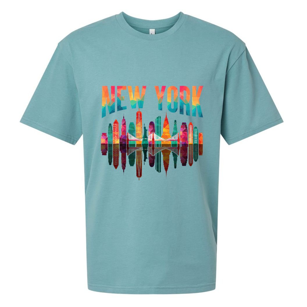 New York City Manhattan Nyc Retro 70s 80s Skyline Ny City Sueded Cloud Jersey T-Shirt