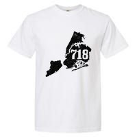 New York City 718 Area Code Queens Ny Nyc Map Pride Vintage Garment-Dyed Heavyweight T-Shirt