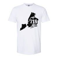 New York City 718 Area Code Queens Ny Nyc Map Pride Vintage Softstyle CVC T-Shirt