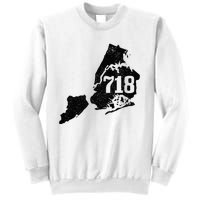 New York City 718 Area Code Queens Ny Nyc Map Pride Vintage Sweatshirt