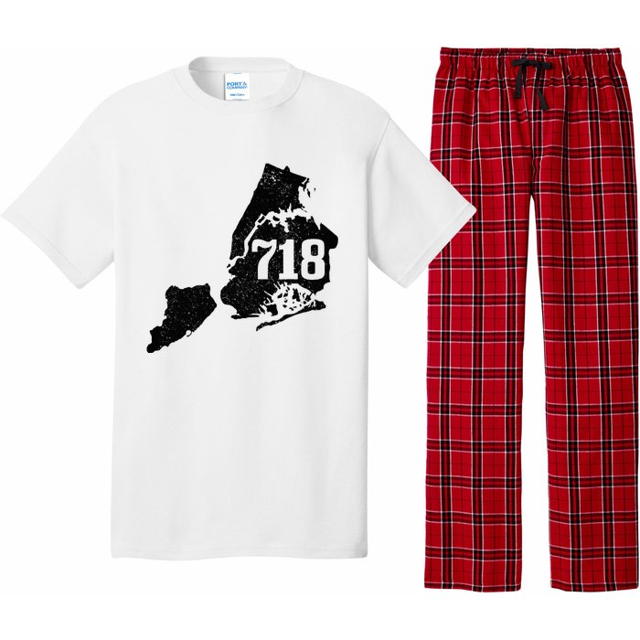 New York City 718 Area Code Queens Ny Nyc Map Pride Vintage Pajama Set