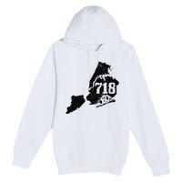 New York City 718 Area Code Queens Ny Nyc Map Pride Vintage Premium Pullover Hoodie