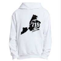 New York City 718 Area Code Queens Ny Nyc Map Pride Vintage Urban Pullover Hoodie