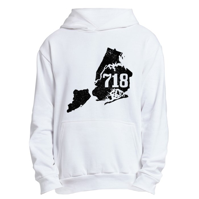 New York City 718 Area Code Queens Ny Nyc Map Pride Vintage Urban Pullover Hoodie