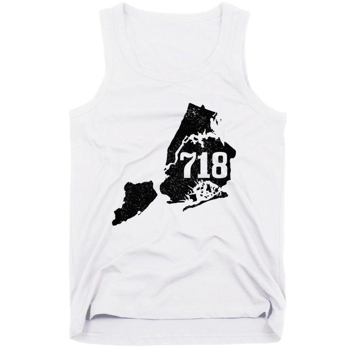 New York City 718 Area Code Queens Ny Nyc Map Pride Vintage Tank Top