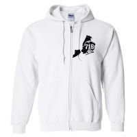 New York City 718 Area Code Queens Ny Nyc Map Pride Vintage Full Zip Hoodie