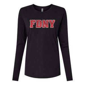 New York City Fdny Logo Womens Cotton Relaxed Long Sleeve T-Shirt