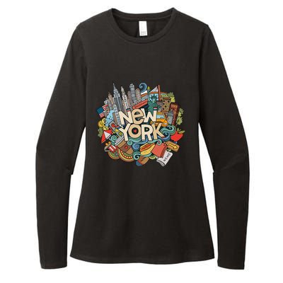 New York City Nyc Iconic Skyline Big Apple Gift Souvenir Womens CVC Long Sleeve Shirt