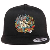 New York City Nyc Iconic Skyline Big Apple Gift Souvenir Flatbill Hat