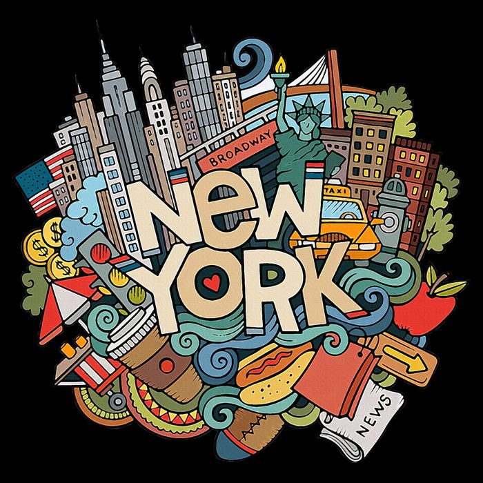 New York City Nyc Iconic Skyline Big Apple Gift Souvenir Flatbill Hat