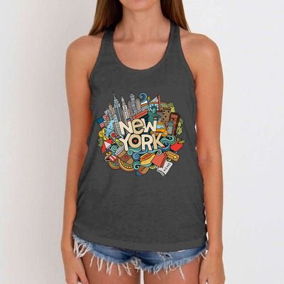 New York City Nyc Iconic Skyline Big Apple Gift Souvenir Women's Knotted Racerback Tank