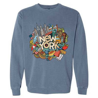New York City Nyc Iconic Skyline Big Apple Gift Souvenir Garment-Dyed Sweatshirt