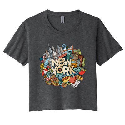 New York City Nyc Iconic Skyline Big Apple Gift Souvenir Women's Crop Top Tee