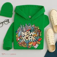 New York City Nyc Iconic Skyline Big Apple Gift Souvenir Hoodie