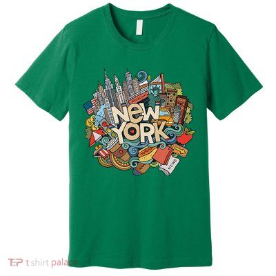 New York City Nyc Iconic Skyline Big Apple Gift Souvenir Premium T-Shirt
