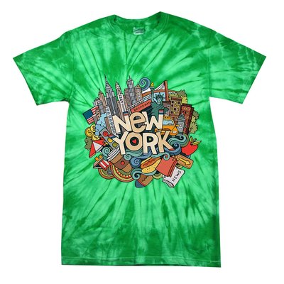 New York City Nyc Iconic Skyline Big Apple Gift Souvenir Tie-Dye T-Shirt