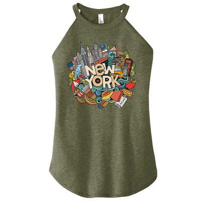 New York City Nyc Iconic Skyline Big Apple Gift Souvenir Women's Perfect Tri Rocker Tank