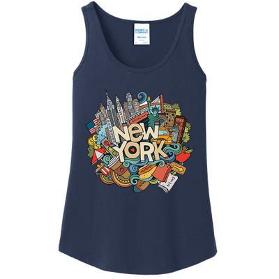 New York City Nyc Iconic Skyline Big Apple Gift Souvenir Ladies Essential Tank