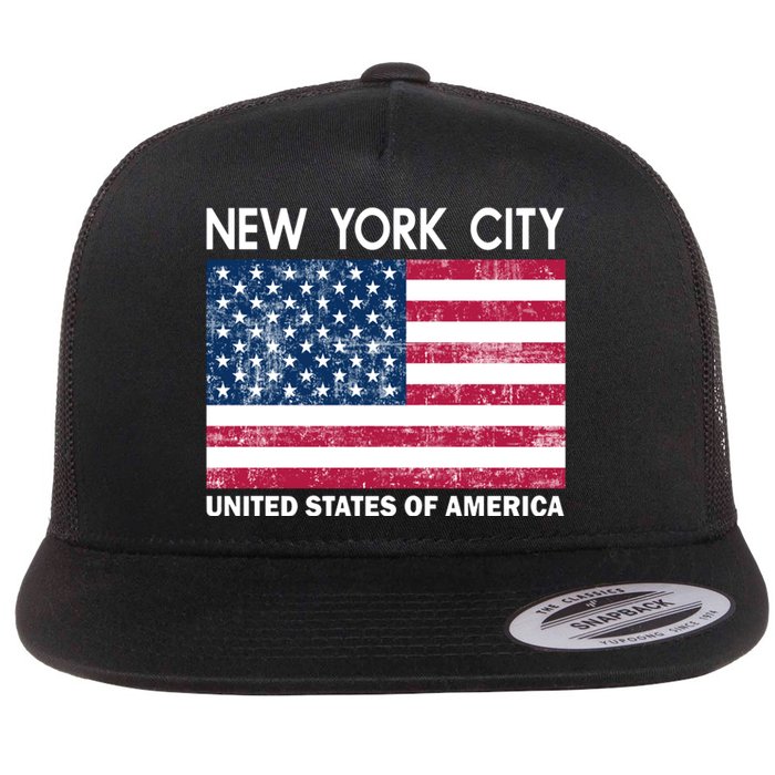 New York City United States Of America Flat Bill Trucker Hat