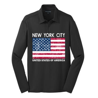 New York City United States Of America Silk Touch Performance Long Sleeve Polo