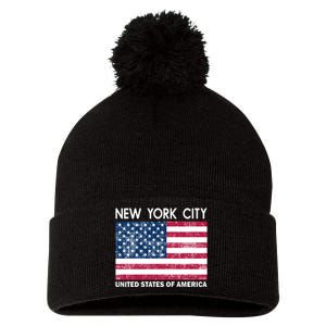 New York City United States Of America Pom Pom 12in Knit Beanie