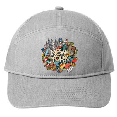 New York City Nyc Iconic Skyline Big Apple Gift Souvenir 7-Panel Snapback Hat